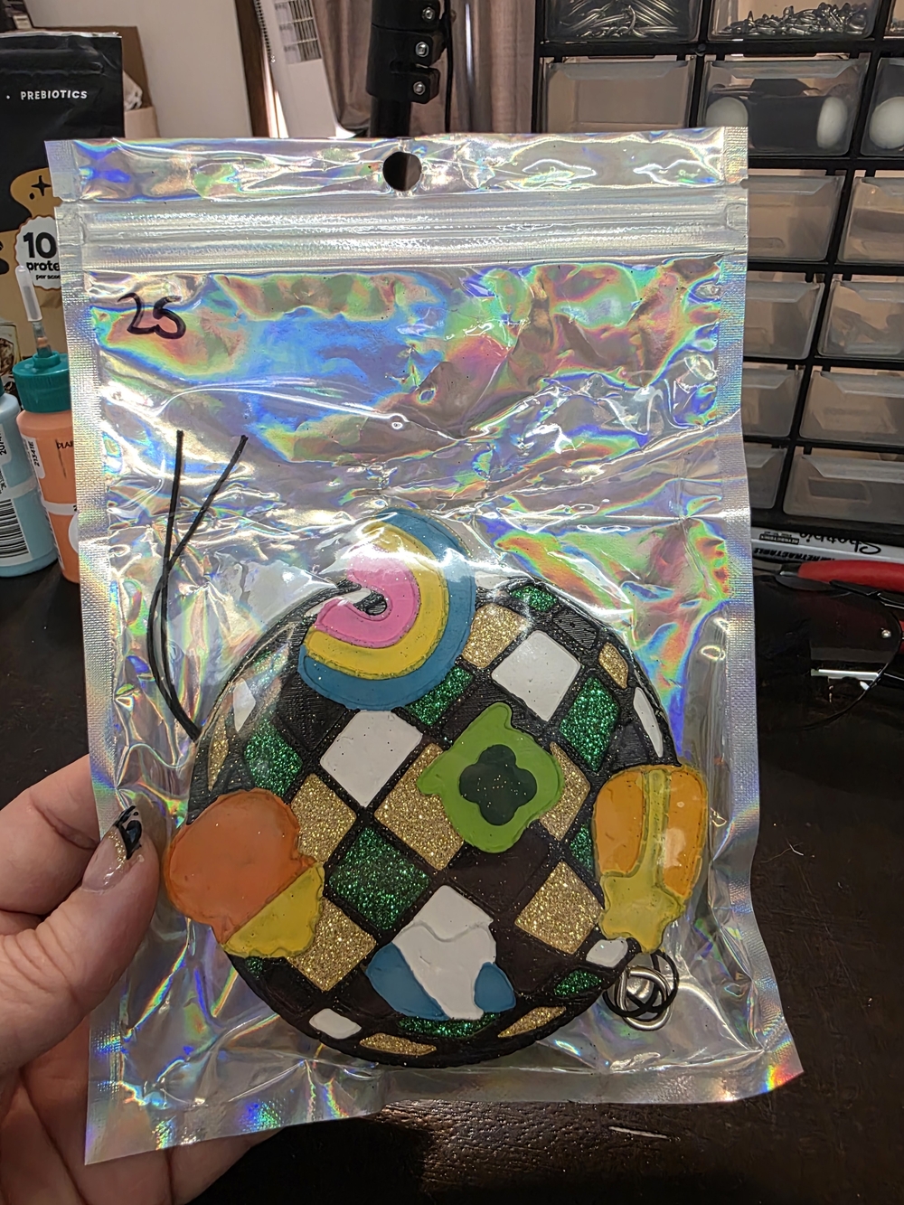 Colorful Glitter Checkerboard Car Freshie